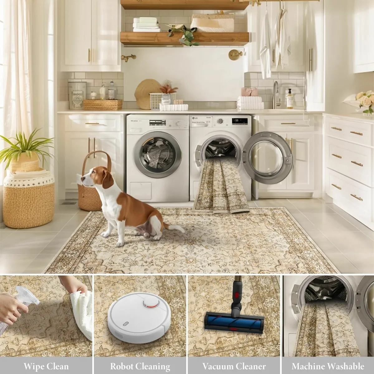 Rugs Living Room Large 160x230cm Boho Beige Rug - Image 3