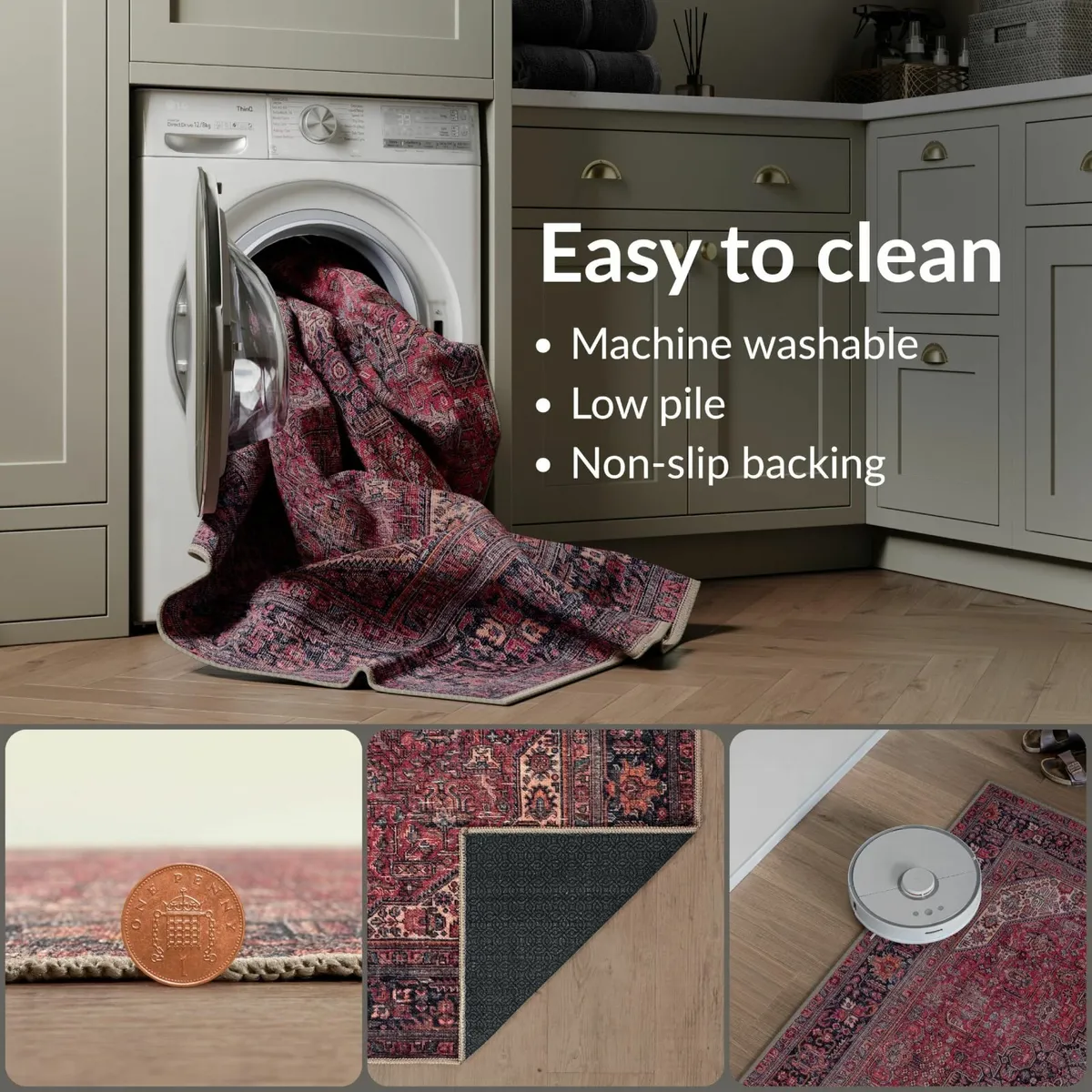 Machine Washable Rug 80x150cm 75% Recycled Cotton - Image 3