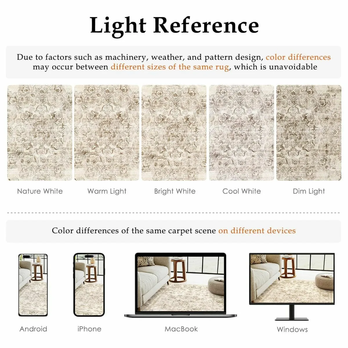 Vintage Rugs Living Room Beige Large Area Rug - Image 2