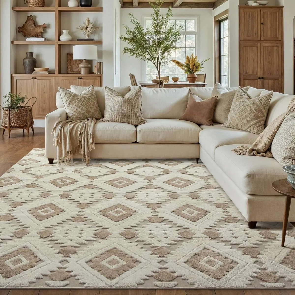 Beige Brown Rugs Living Room Area Rug 200x300cm - Image 1