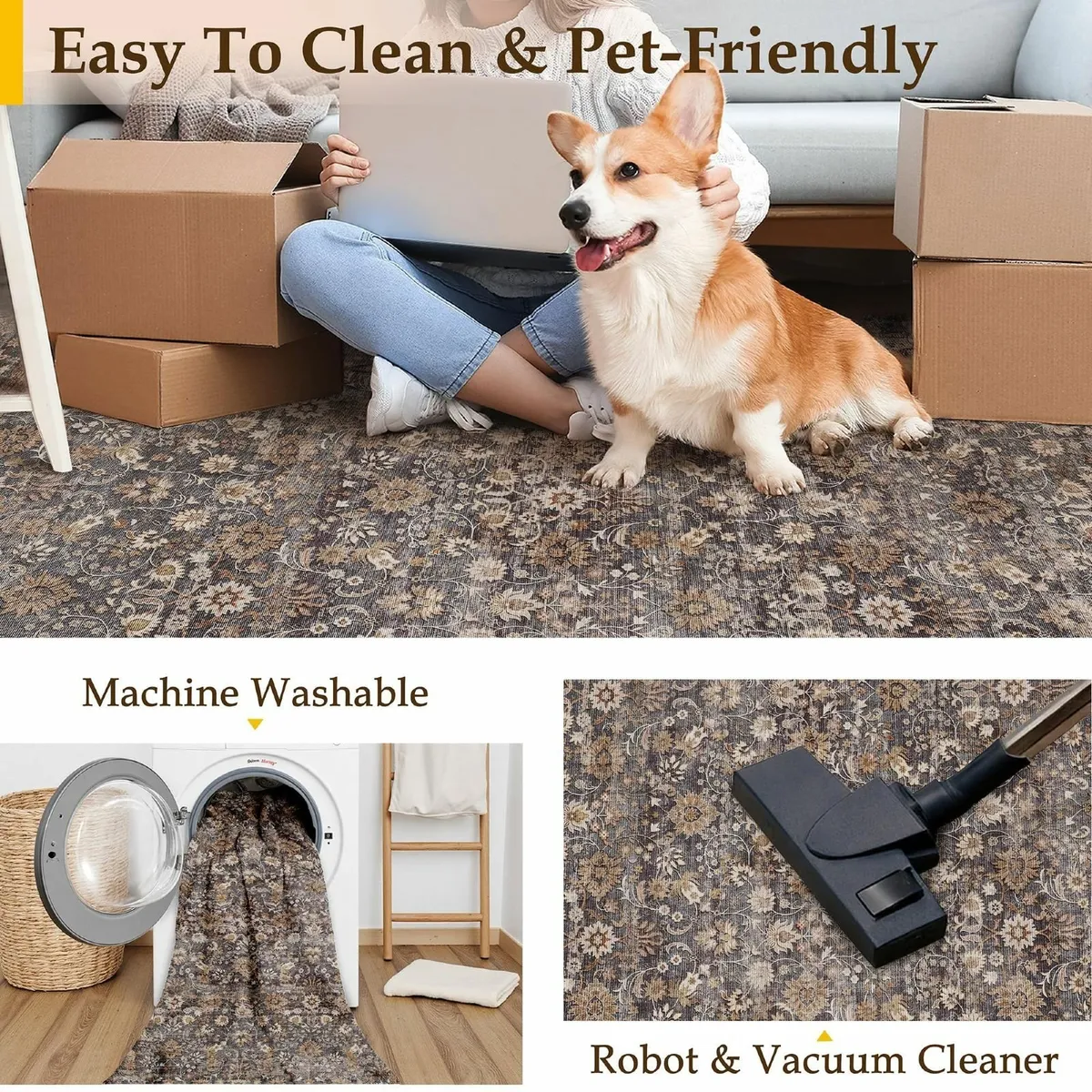 Vintage Area Rug Living Room Extra Large 240x300 - Image 4