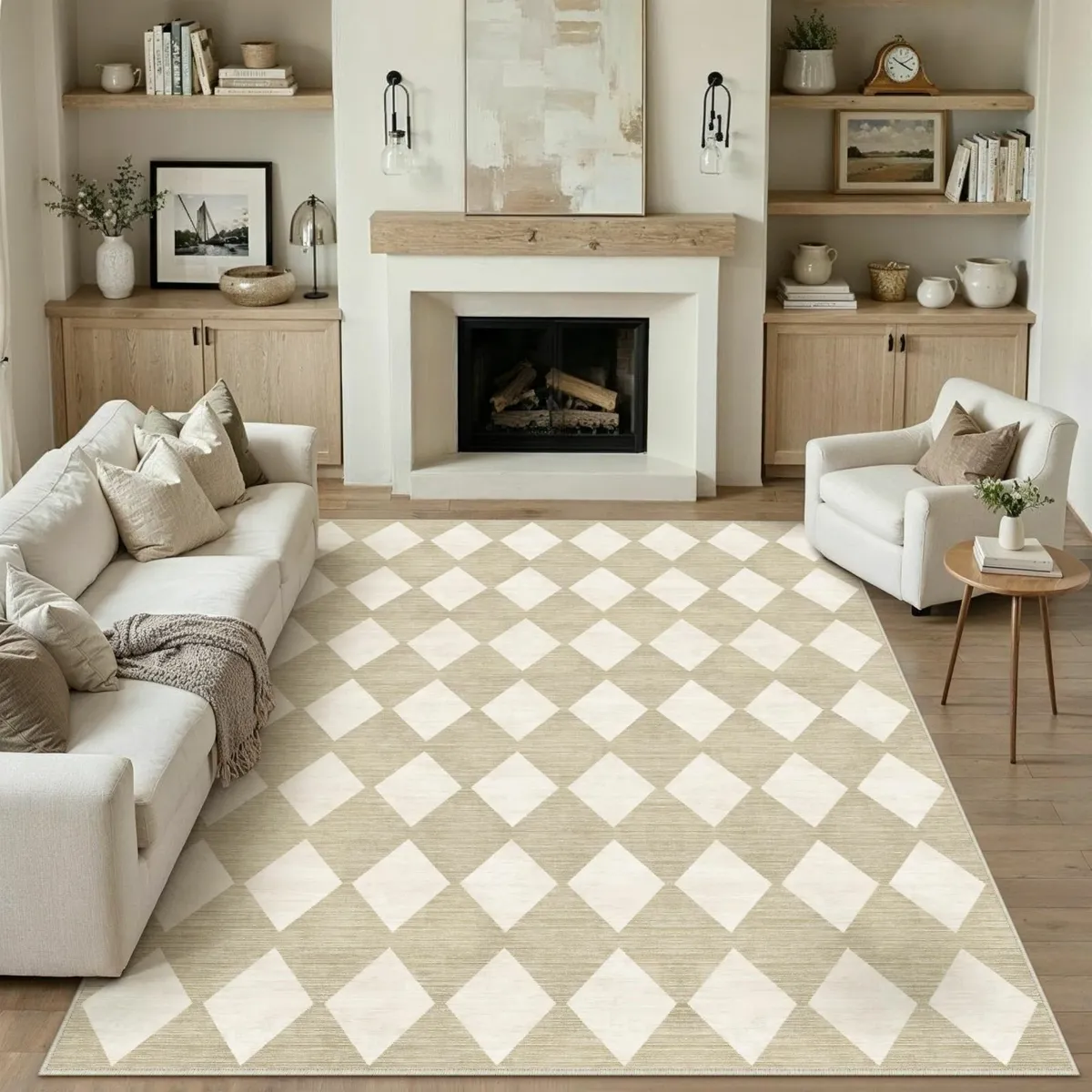 Beige Living Room Area Rug 240x300 cm Machine - Image 1
