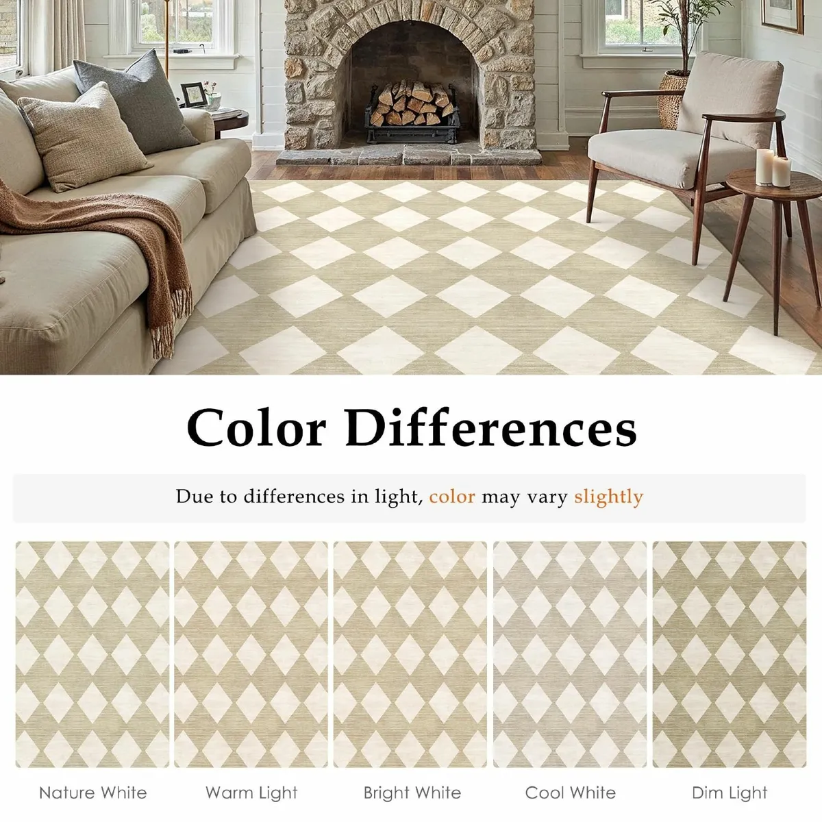 Beige Living Room Area Rug 240x300 cm Machine - Image 2