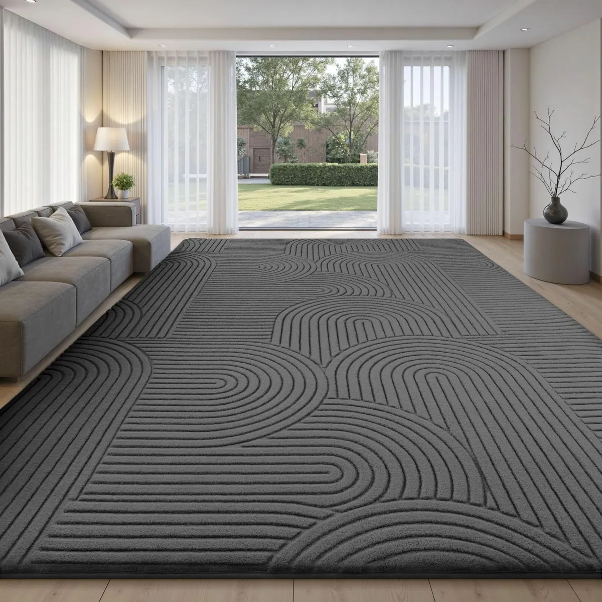 Rugs Living Room 160x230cm Dark Grey Soft Shaggy - Image 2