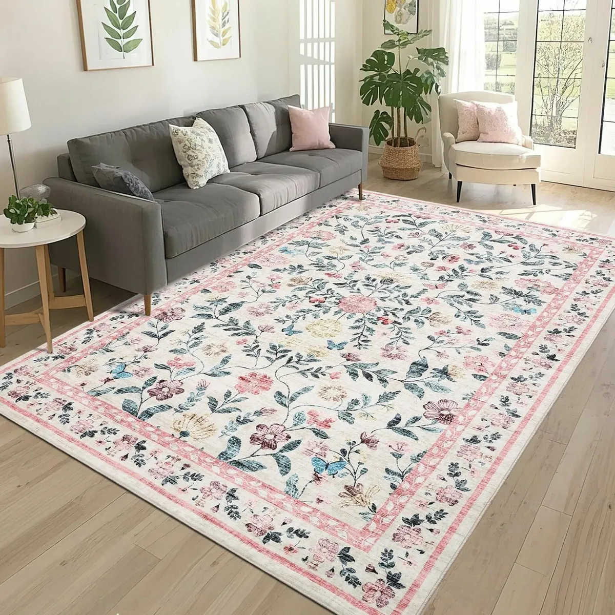 160x230 cm Soft Large Floral Rug Washable - Image 3