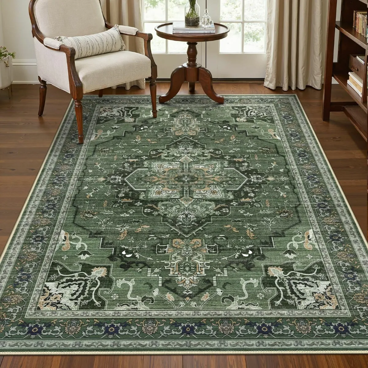 Washable Rug 120x170cm – Dark Green Non-Slip Area - Image 1