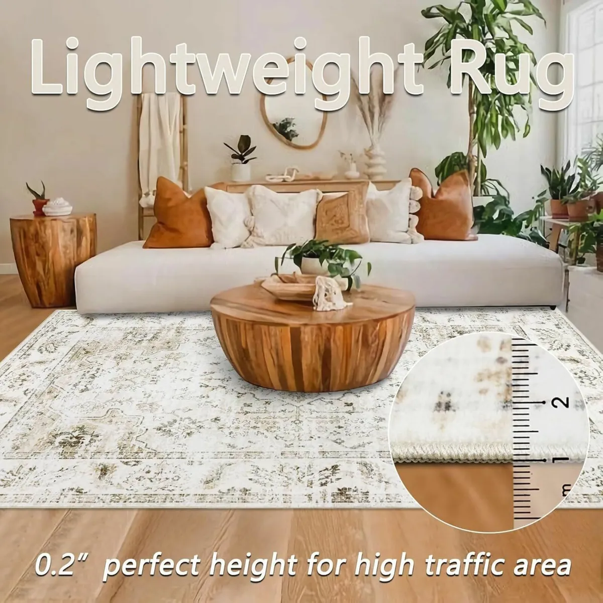 Large Washable Rugs Living Room 200x300cm Boho - Image 3