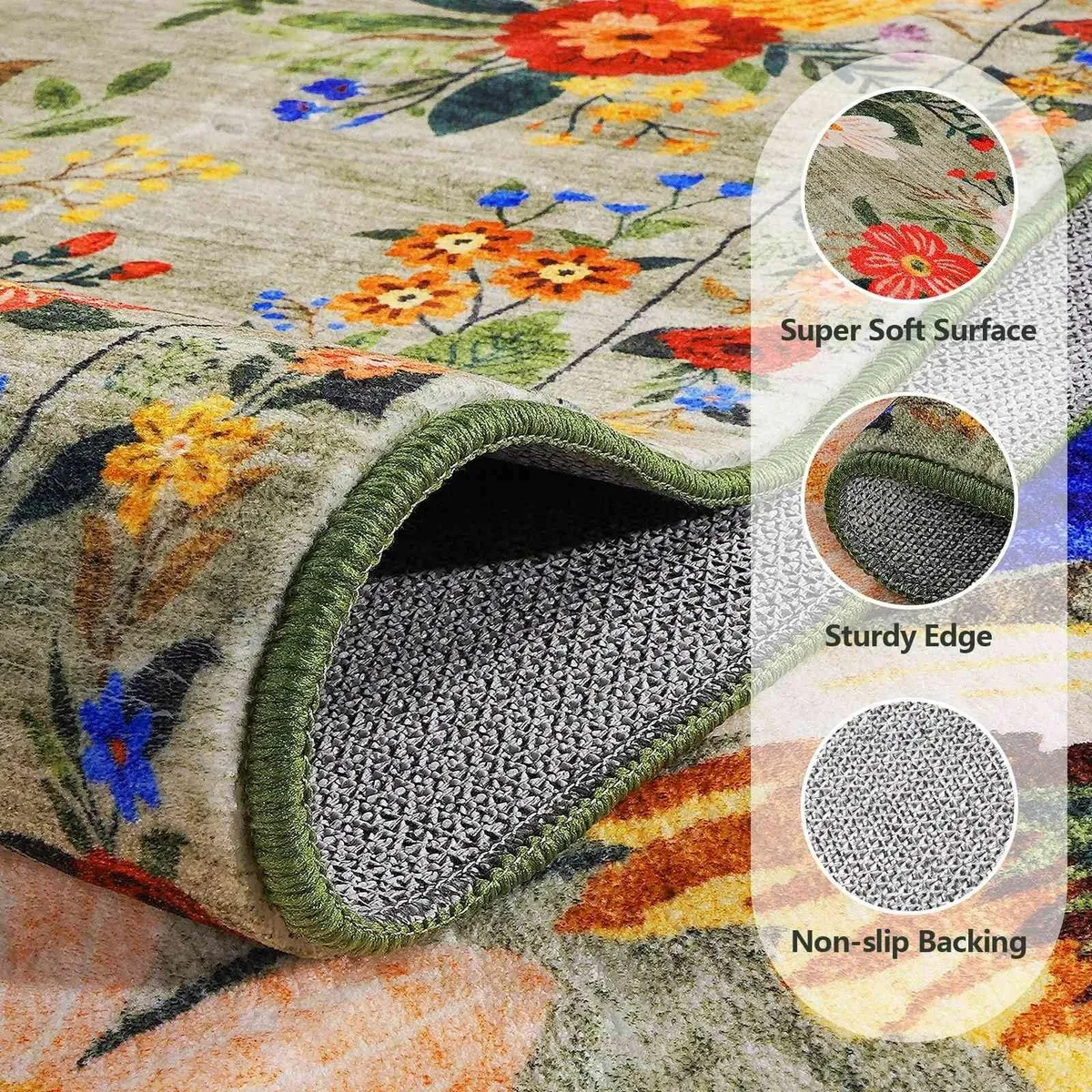 Round Rug 160cm Machine Washable Rugs for Living - Image 2