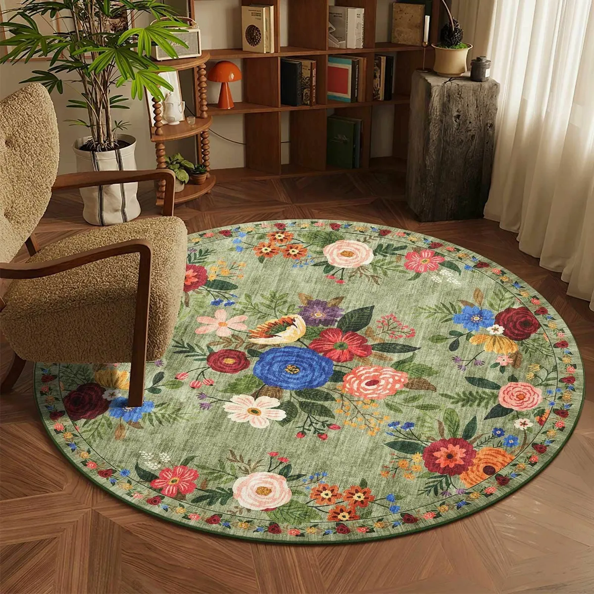 Round Rug 160cm Machine Washable Rugs for Living - Image 3