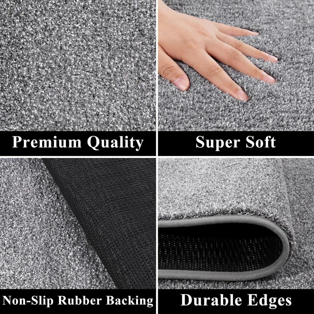 Hallway Runner Rug Non Slip Grey 80x300cm Dirt - Image 2