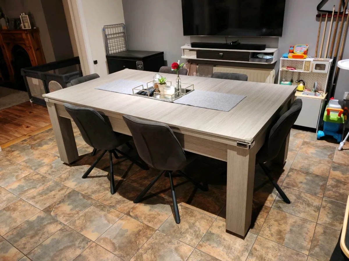 7x4 Slate Bed Pool Table/Dining Table with chairs - Image 1