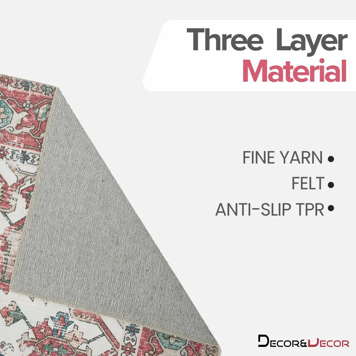 Machine Washable Area Rug Faux Wool Polyester - Image 4