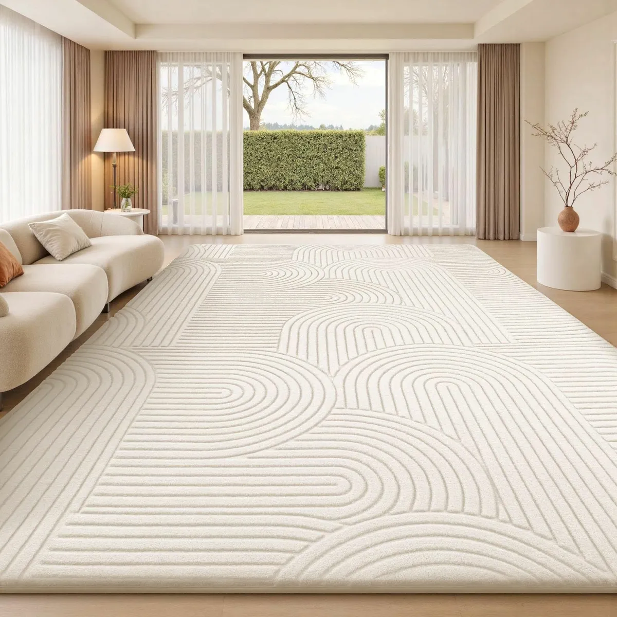 Rugs Living Room 160x230cm Cream Soft Shaggy Rug - Image 2