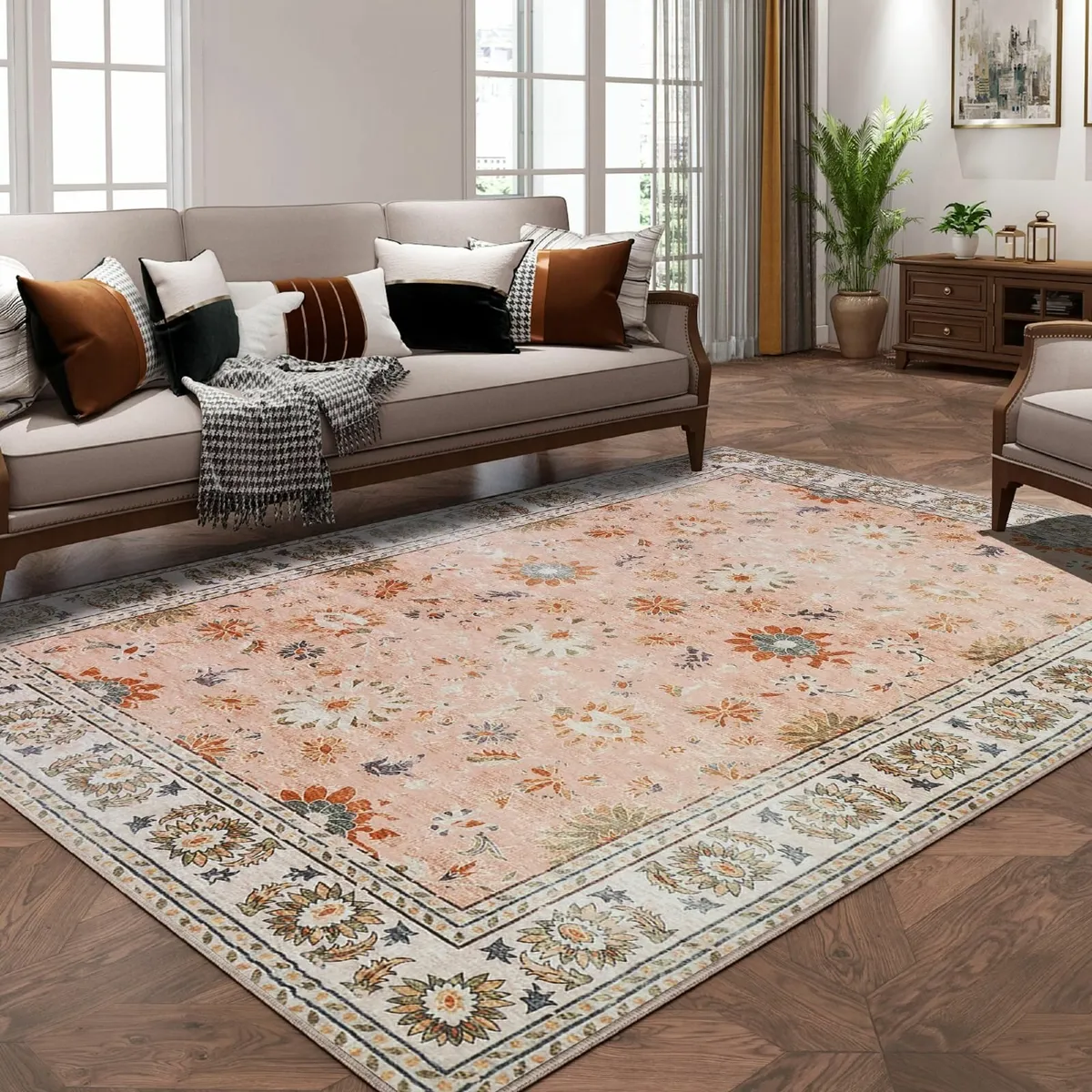 Machine Washable Rug Large Vintage Area Short - Image 2