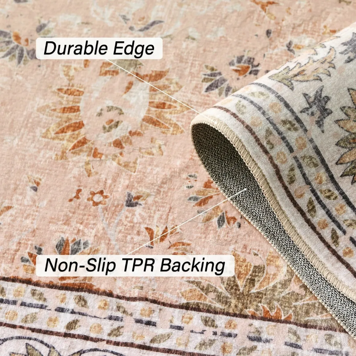 Machine Washable Rug Large Vintage Area Short - Image 3