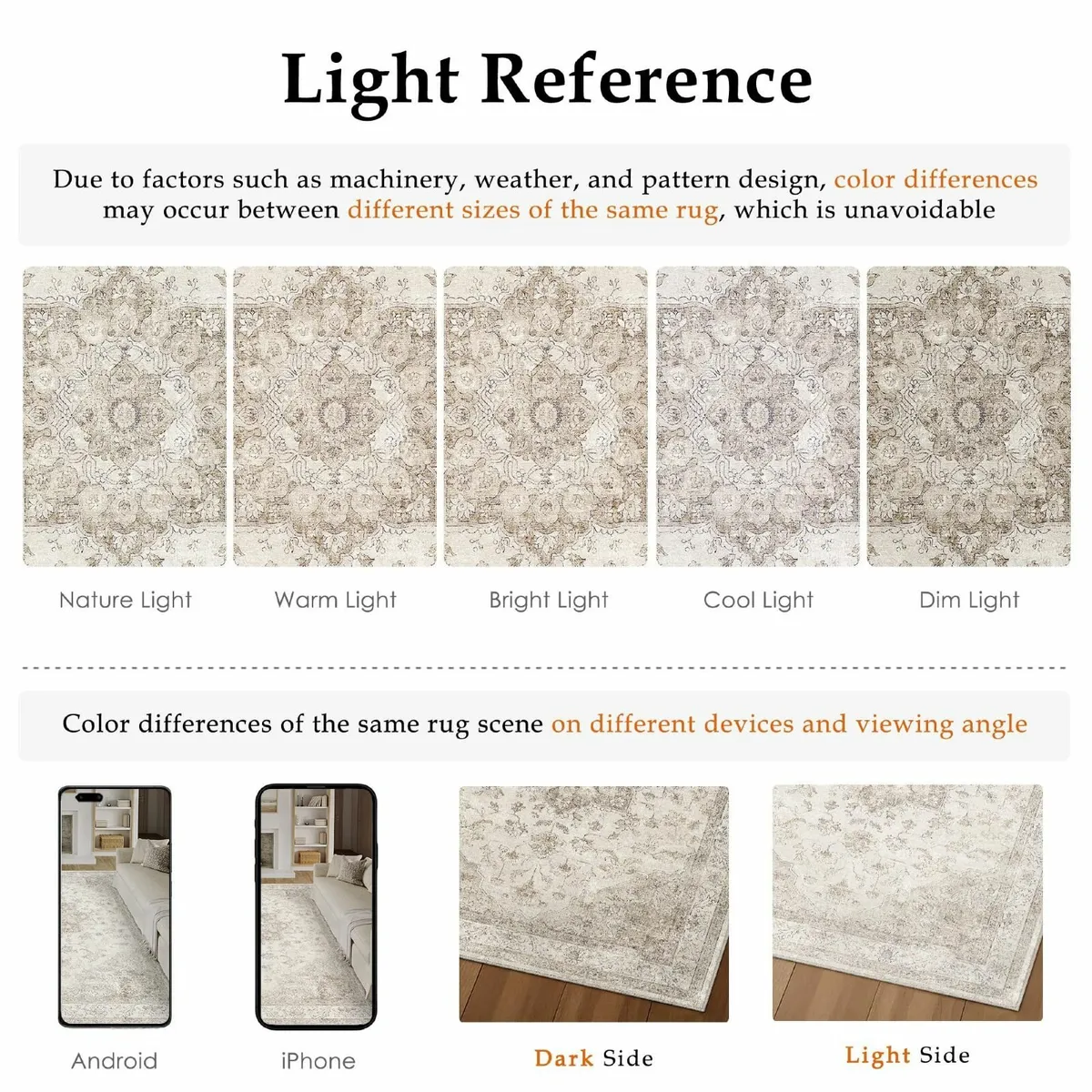 Vintage Washable Beige Rugs Living Room Area Rug - Image 2