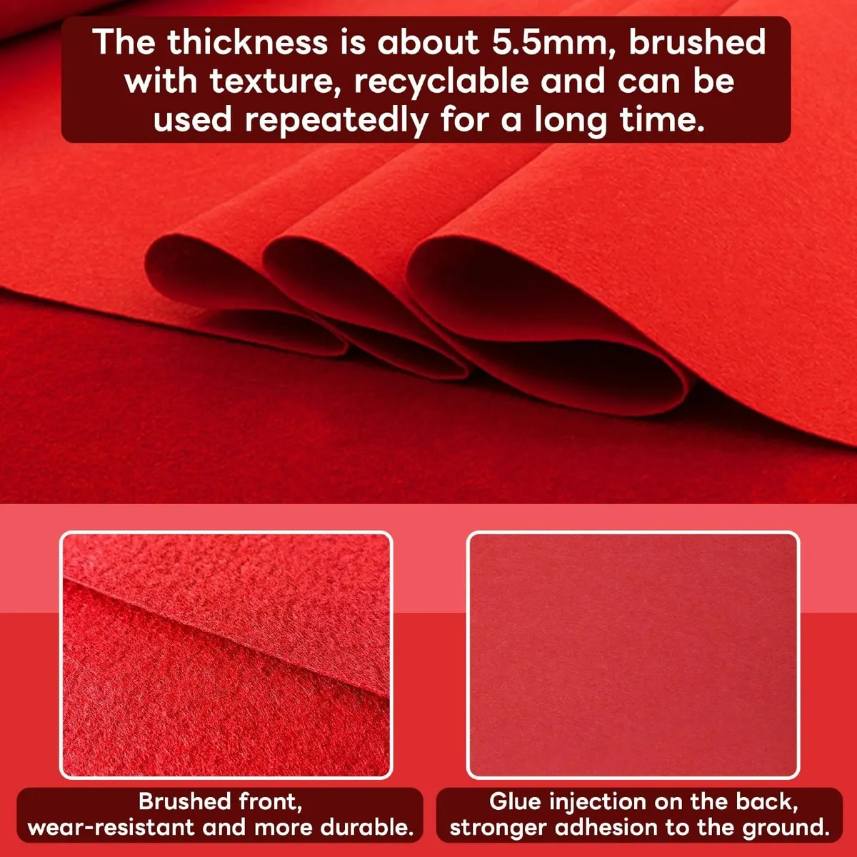Red Carpet Wedding Aisle Runner 1X10m Non-slip - Image 4