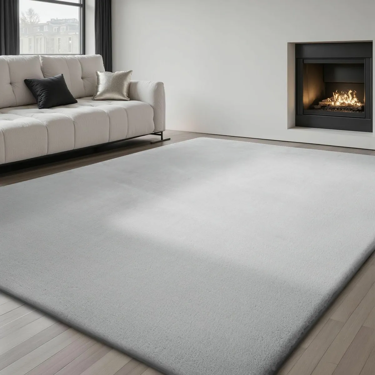 Rugs Living Room - Grey Area for Bedroom Faux - Image 1