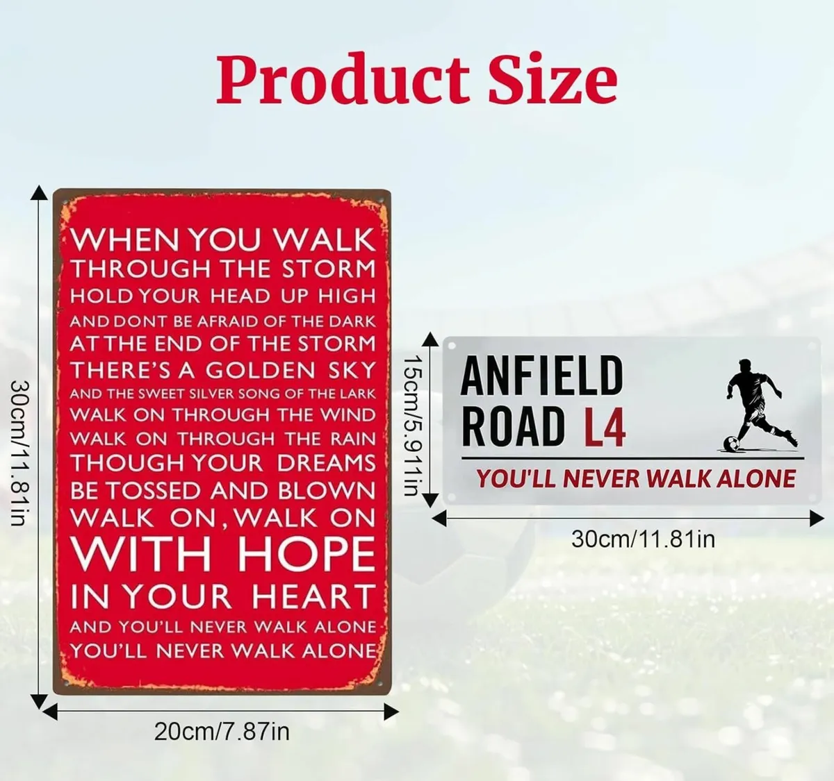 2Pcs Football Club Sign for Liverpool, Metal Sign