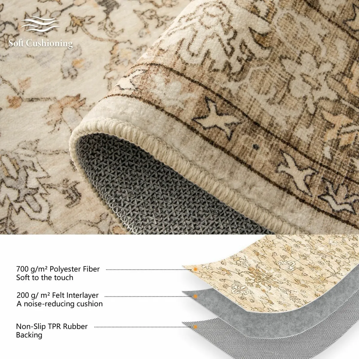 Large Rugs for Living Room 200x290 Faux Wool - Image 2