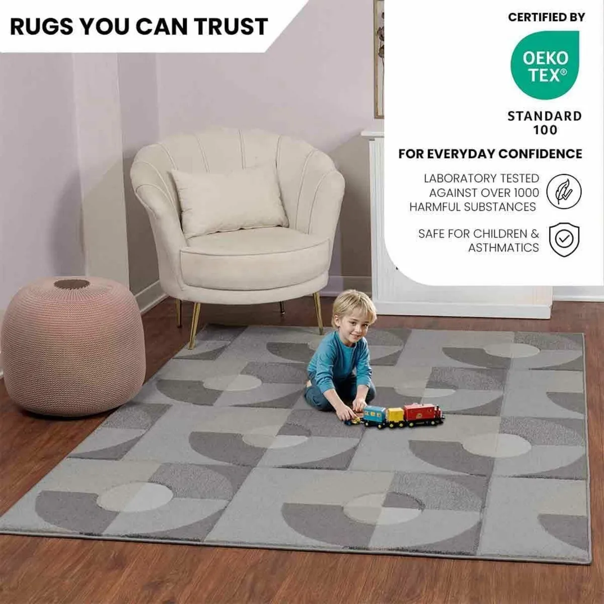 Albi Geometric Rug - Scandi Area Rugs Living Room - Image 3