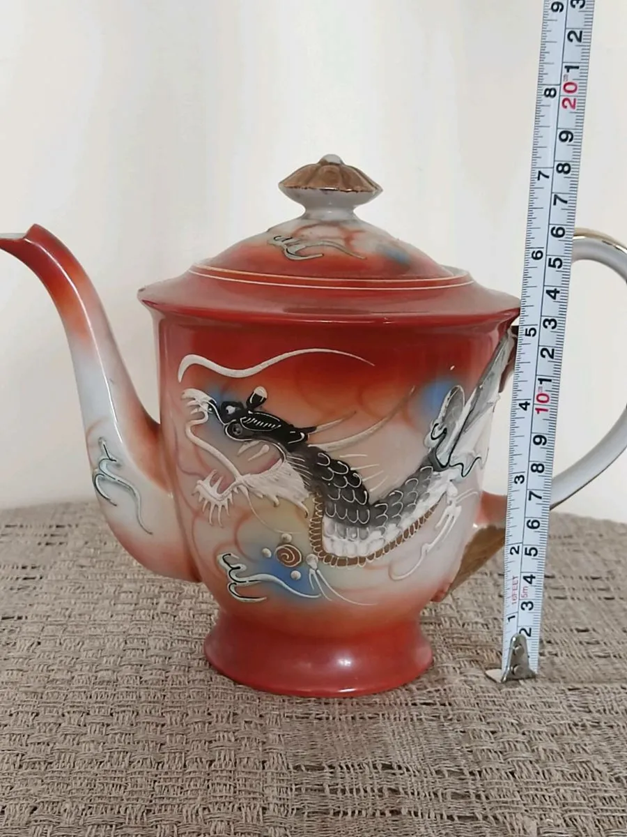 6 Japanese trio sets, sugar bowl, tea pot, jug. - Image 2