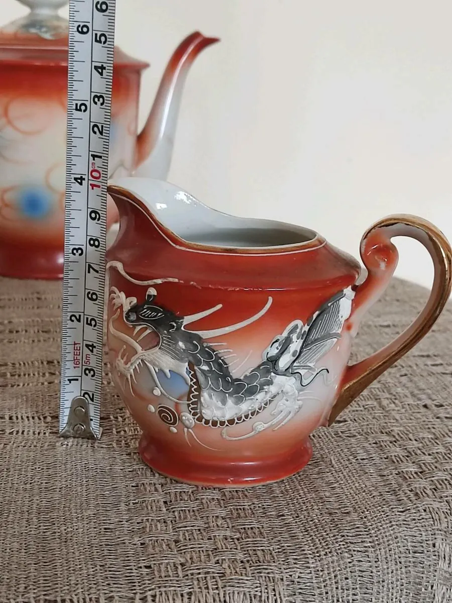 6 Japanese trio sets, sugar bowl, tea pot, jug. - Image 3