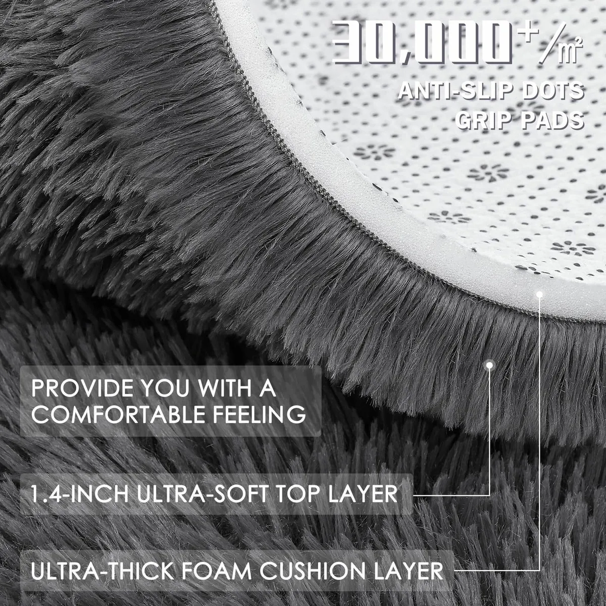 Fluffy Shaggy Rugs Living Room Large Anti Slip - Image 4