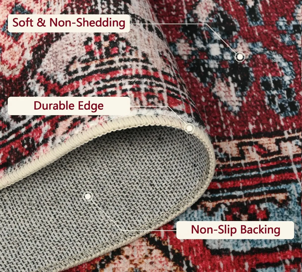 Soft Living Room Rug Short Pile Vintage Area for - Image 2