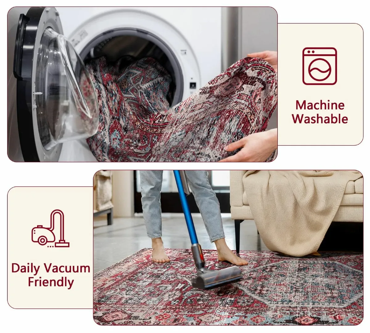 Soft Living Room Rug Short Pile Vintage Area for - Image 3