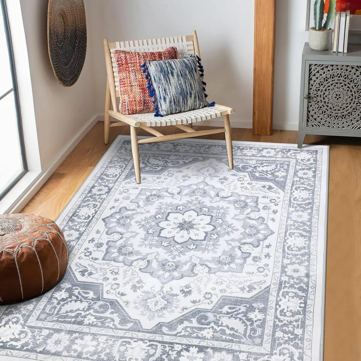 Washable Area Rug Large Boho Living Room Rugs - Image 1