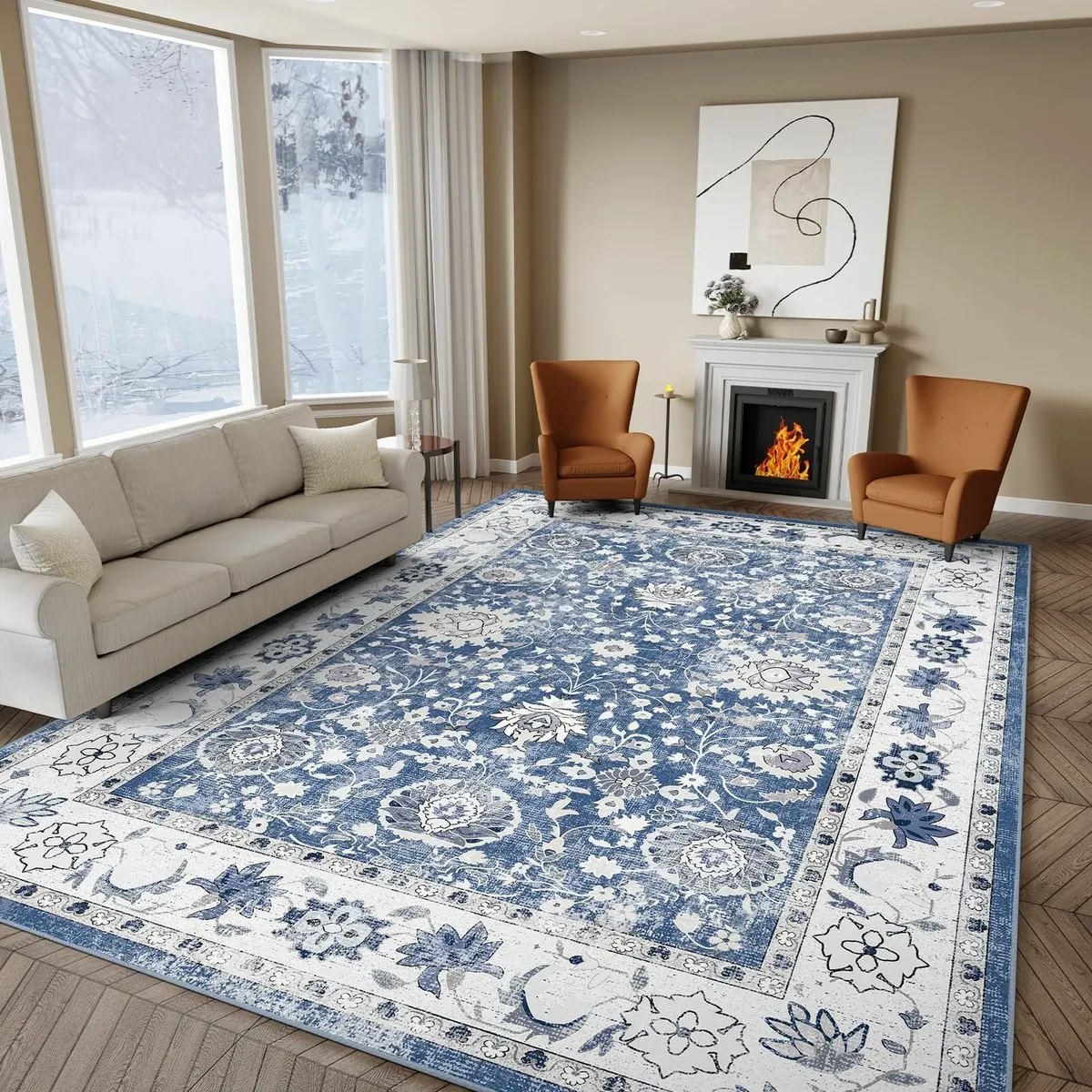 Blue Rugs Living Room - 120x170 cm Machine - Image 1