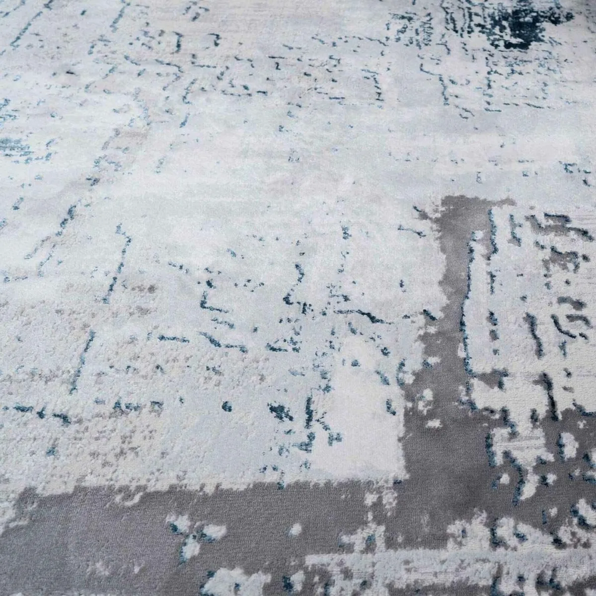 Designer Abstract Silver Grey Blue Painterly - Image 3