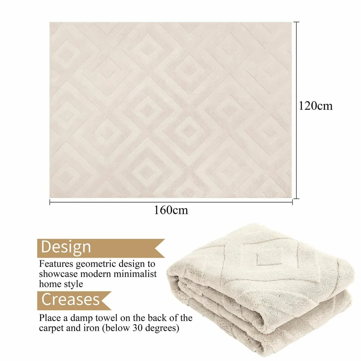 Washable Rugs Living Room 120x160 cm Soft Short - Image 2