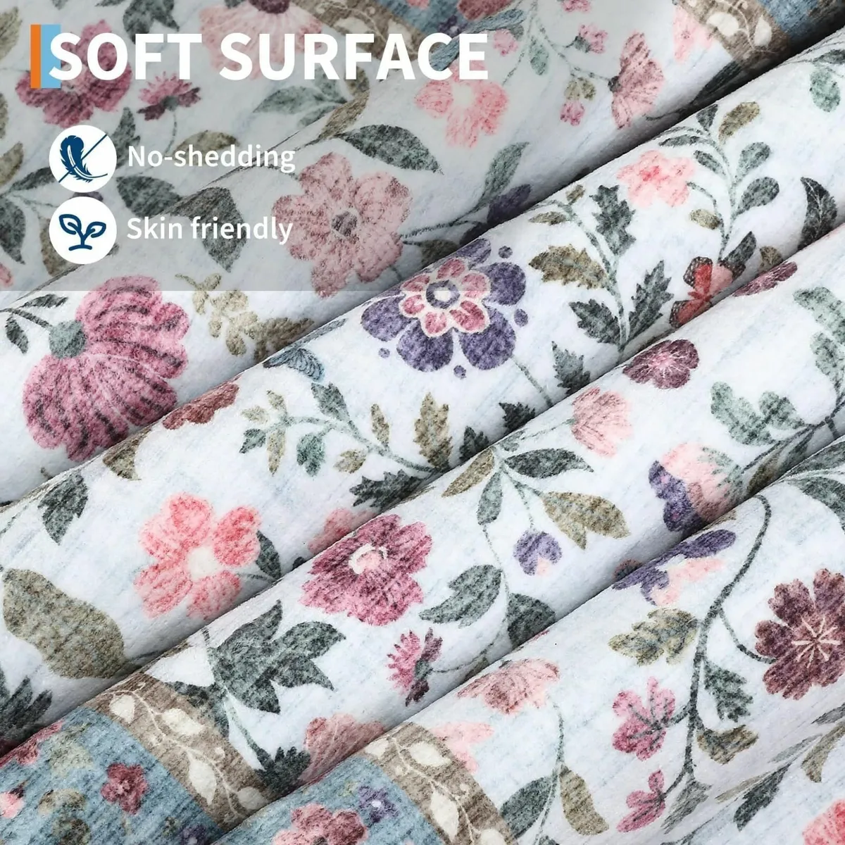 120x170 cm Machine Washable Floral Rug Non-Slip - Image 4