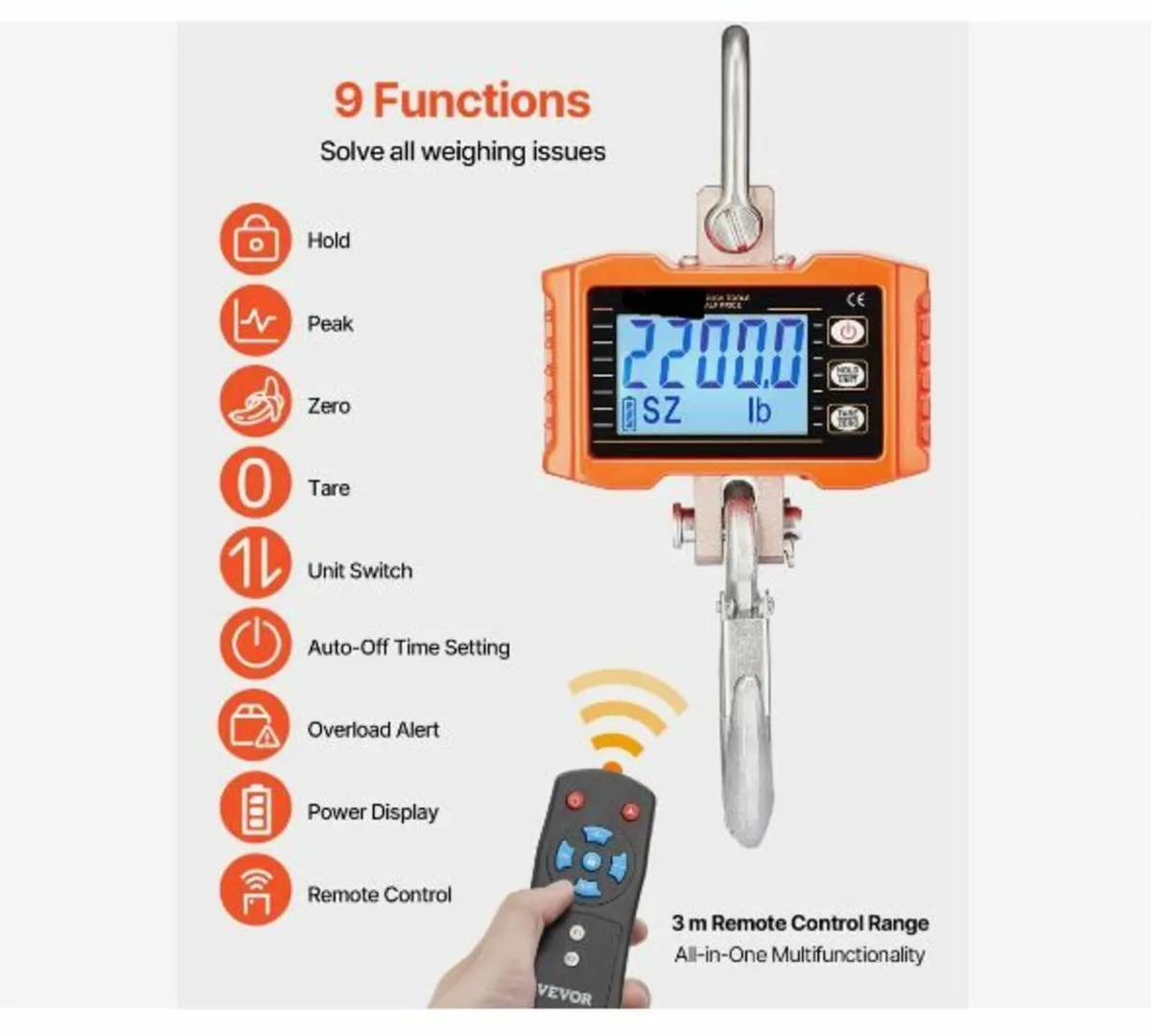Digital Crane Scale, 2200 lbs/1000 kg - Image 3