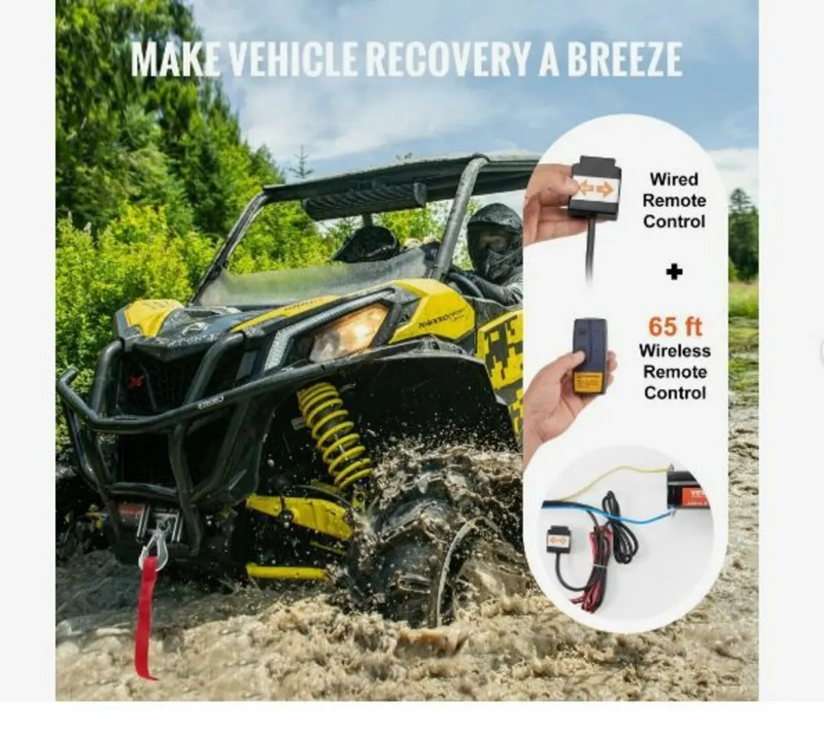 Electric Winch ATV UTV 1814.4 kg Steel Cable - Image 2