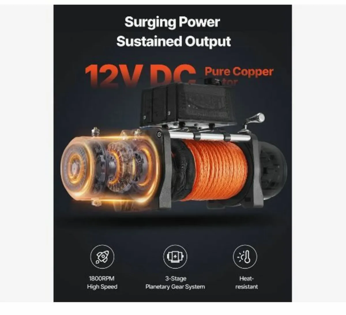 Electric Winch Truck 6123.5 kg Synthetic Rope Wate - Image 3