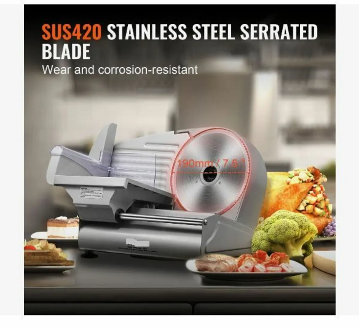 Meat Slicer, 180W Electric Deli Food Slicer - Image 4