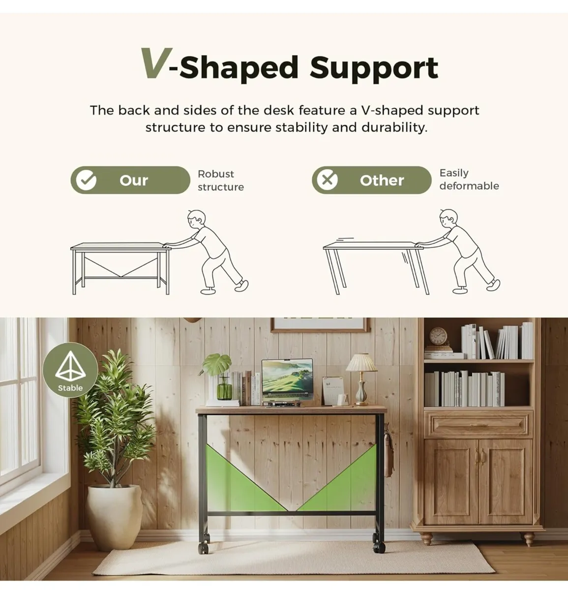 100 cm Computer Desk With Wheel - Image 3