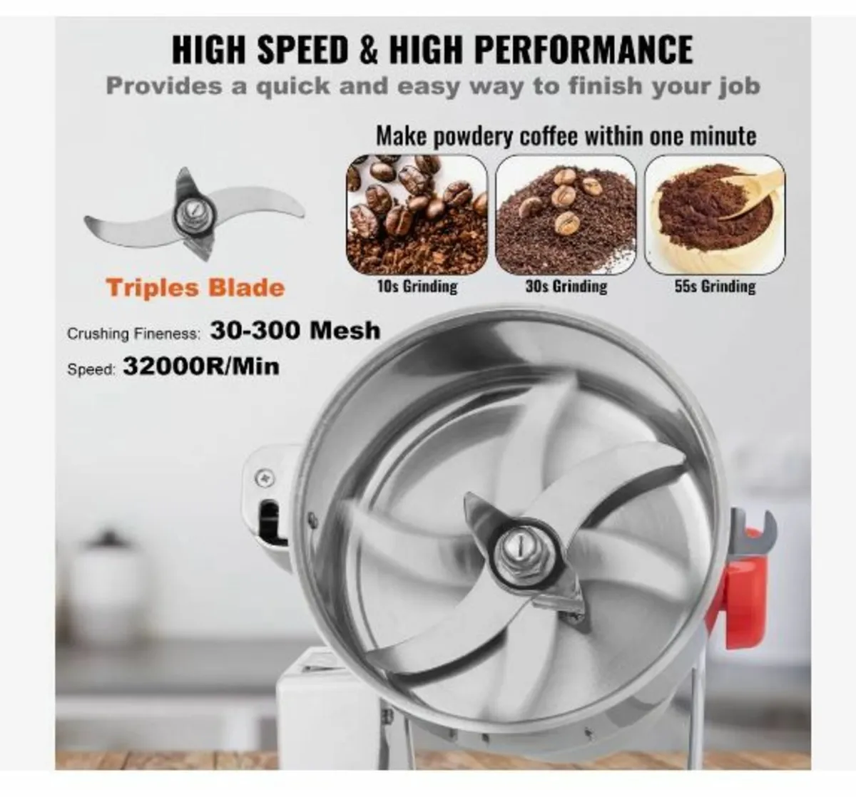 2500g Electric Grain Mill Grinder, High Speed 3400 - Image 4