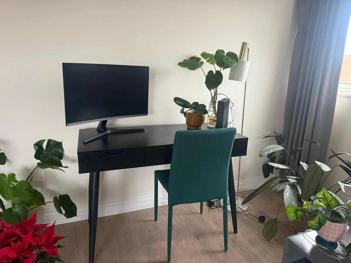 Modern Black Wooden Desk with 3 Drawers - Image 2