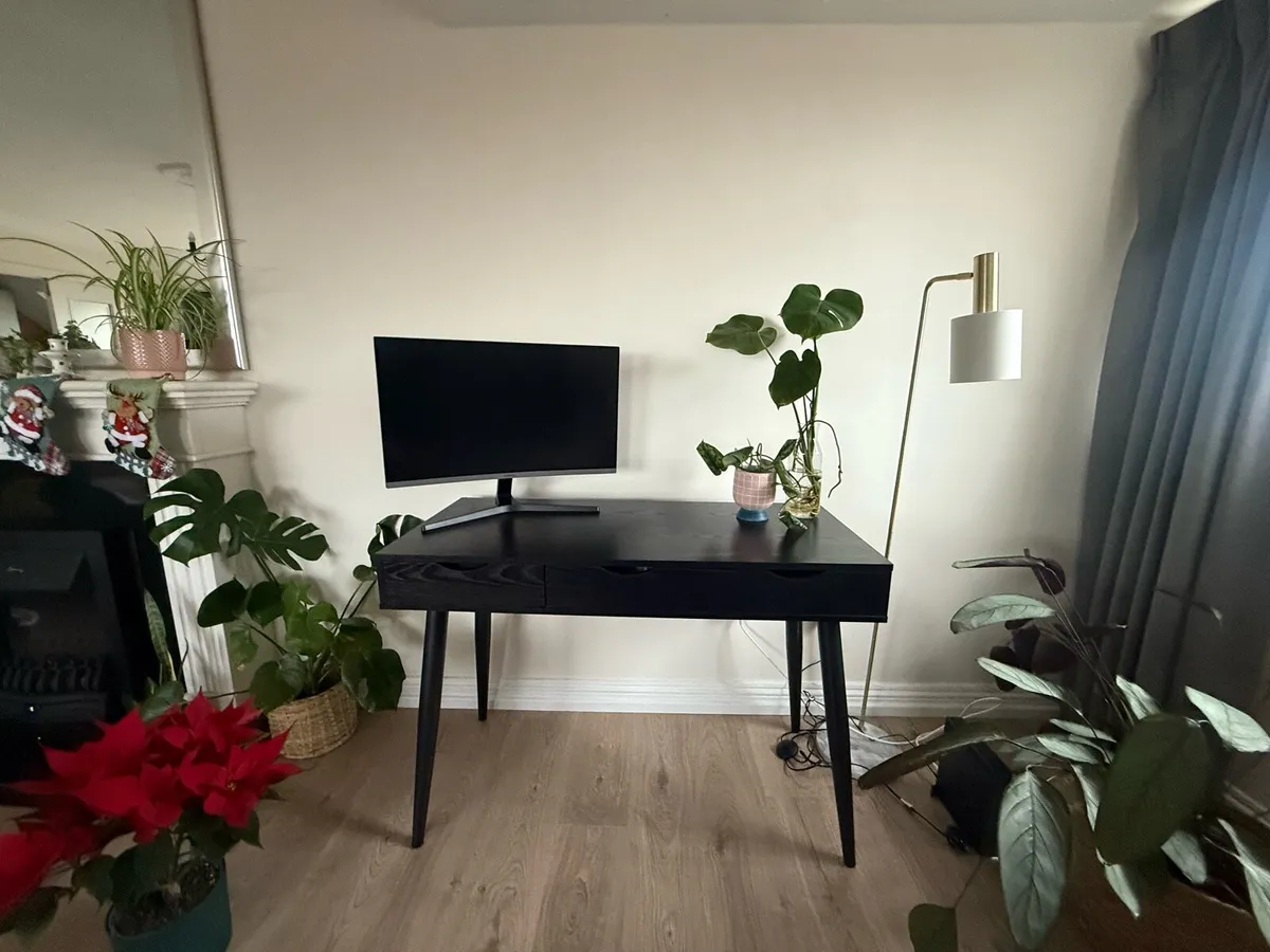 Modern Black Wooden Desk with 3 Drawers - Image 1