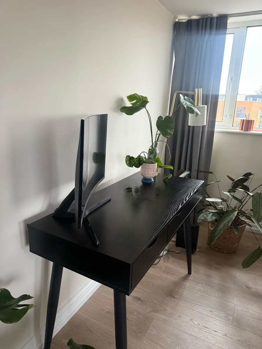 Modern Black Wooden Desk with 3 Drawers - Image 3
