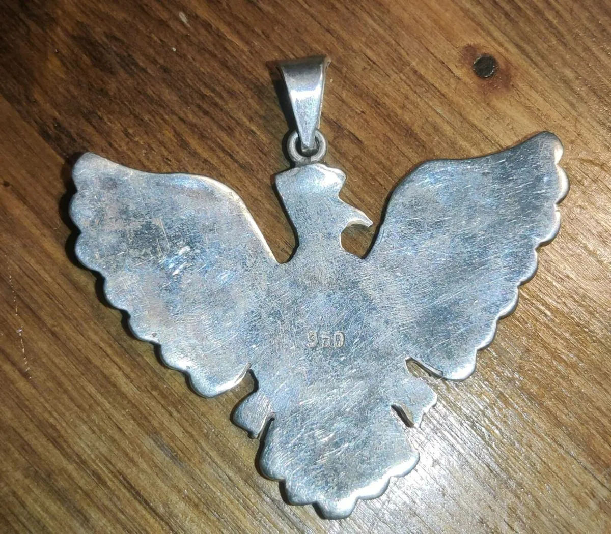 HUGE COLOURFUL EAGLE, 950 Silver Vintage Pendant ! - Image 4