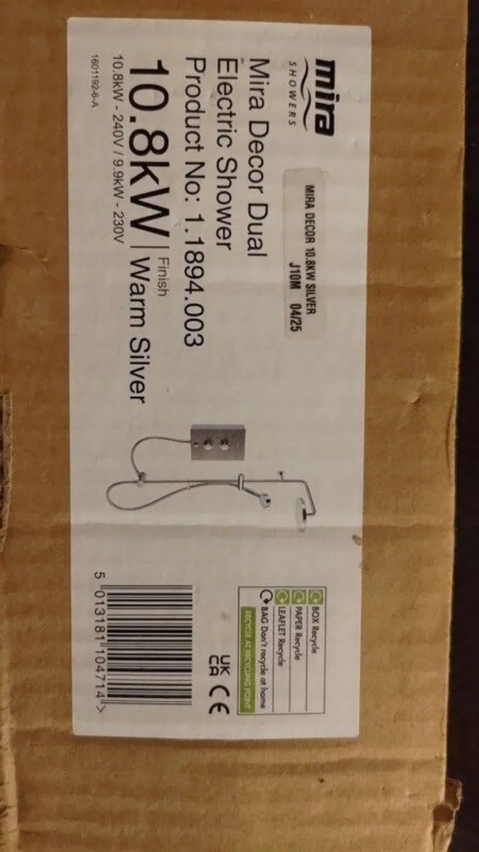 Mira Decor Dual Warm Silver 10.8kW Manual Electric Shower - Image 1