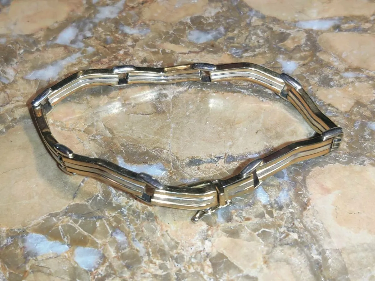 STRIPED YELLOW & WHITE, 9CT GOld 11.19g Bracelet ! - Image 3