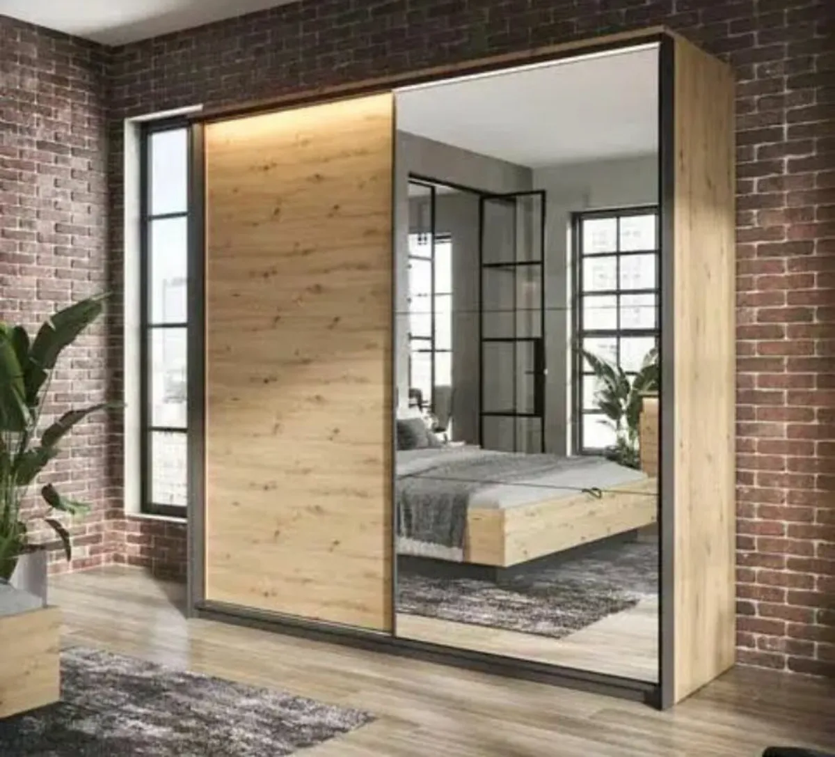 Quant 2.2m Sliderobe – Oak Artisan (LED Included) - Image 1