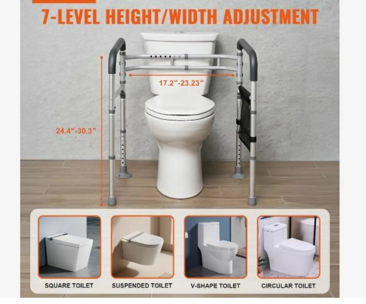 Toilet Safety Rail, 300 LBS Foldable Toilet Seat - Image 2