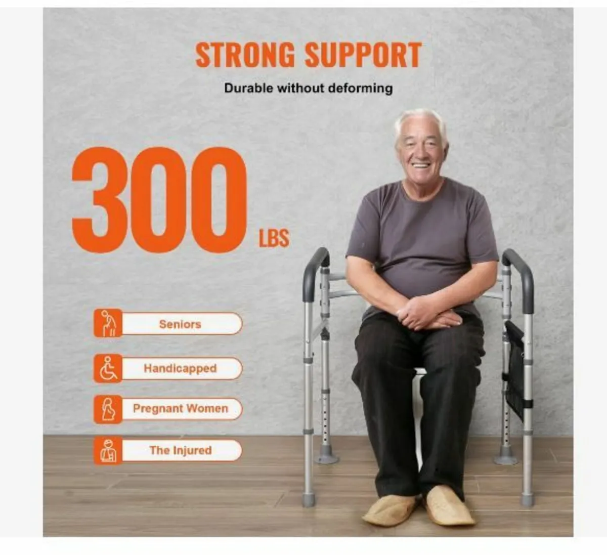 Toilet Safety Rail, 300 LBS Foldable Toilet Seat - Image 3